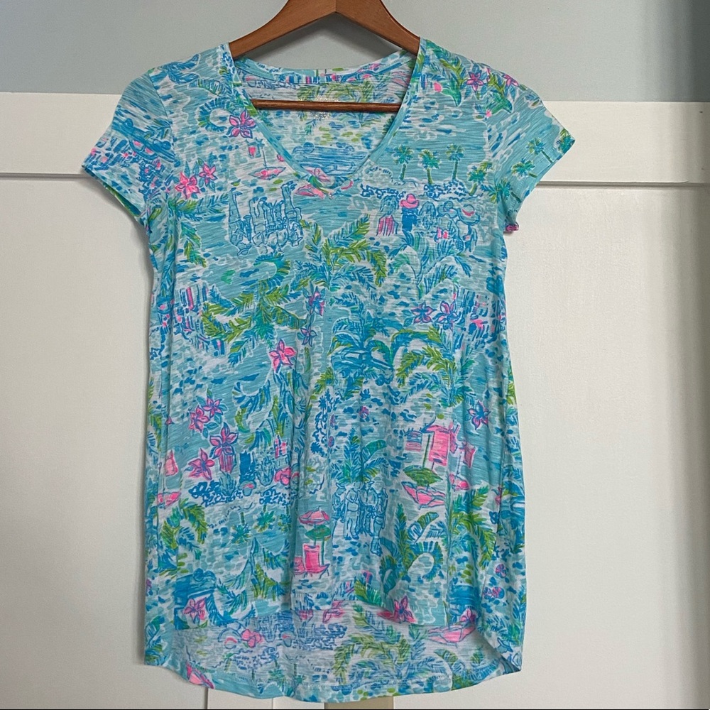Lilly Pulitzer Etta Top V Neck Short Sleeve XS